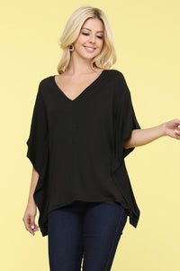 Kimono Sleeve V-Neck in Black