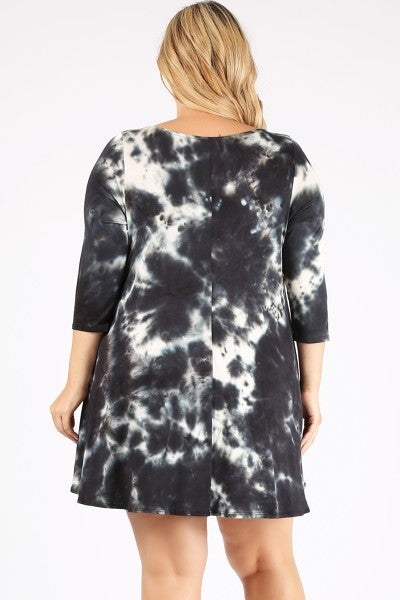 Black Beauty Tie Dye Tunic Dress - Plus