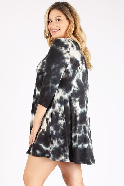 Black Beauty Tie Dye Tunic Dress - Plus