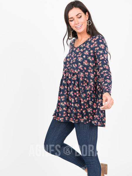 Muse Top Long Sleeve in Navy 4 Floral