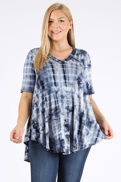 Tie Dye Tunic in Nautical Navy - Plus