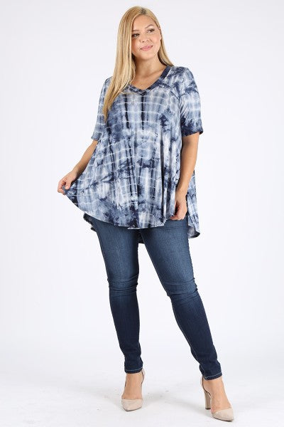 Tie Dye Tunic in Nautical Navy - Plus