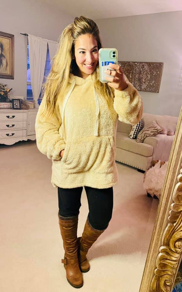 Luxe Faux Fur Hoodie with Kangaroo Pockets