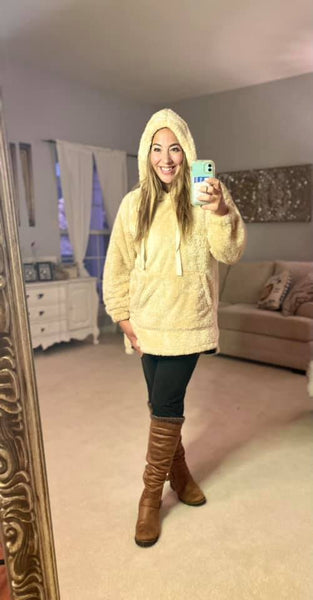 Luxe Faux Fur Hoodie with Kangaroo Pockets