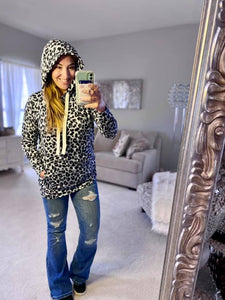 Leopard Print Hoodie with Kangaroo Pocket