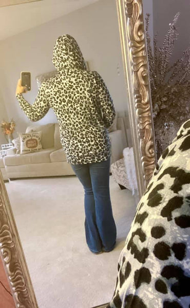 Leopard Print Hoodie with Kangaroo Pocket