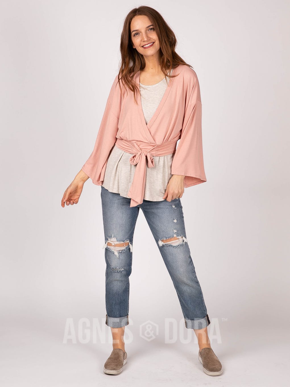 Kimono Tie Top in Rose Quartz