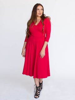 Essential Midi Dress in Lipstick Red