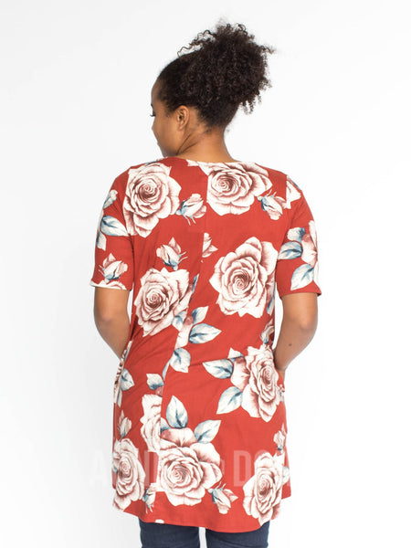 Swing Tunic in Rust & Rose Floral