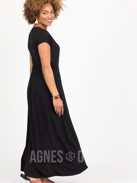 Crossover Maxi Dress in Solid Black