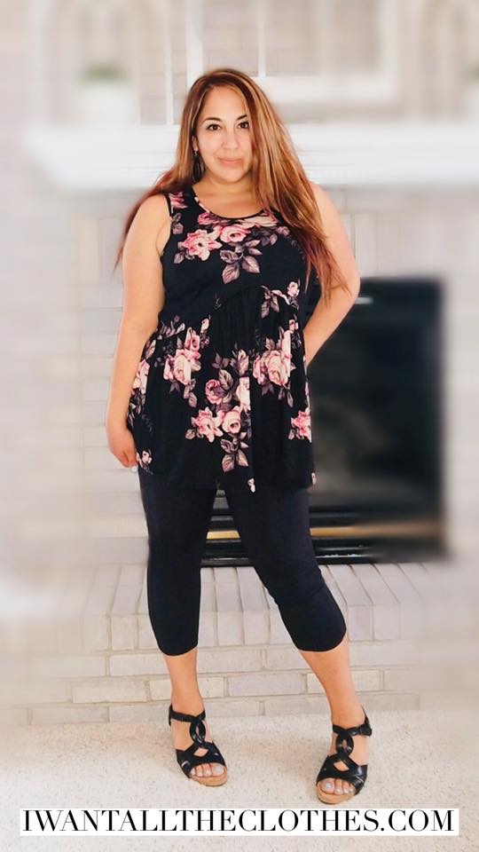 Muse in Black & Blush Floral - Sleeveless