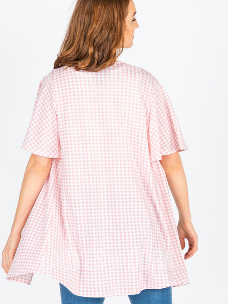 Flutter Sleeve Cardi in Pink Gingham