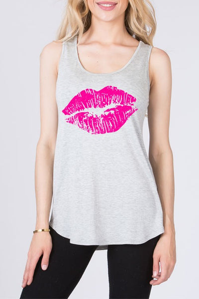 Kiss Me Tank Top in Grey