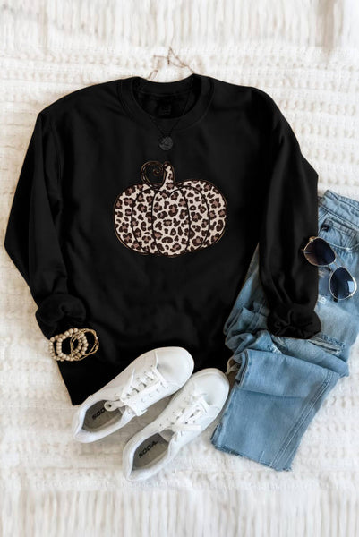 Animal Print Pumpkin Sweatshirt in Black