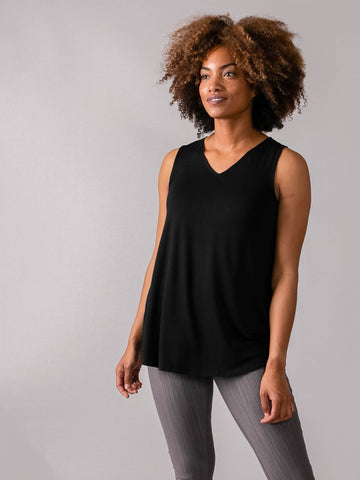 Essential Tank in Black - V-Neck