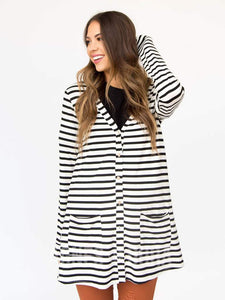 Favorite Cardi in Ivory & Black Stripe - Modal