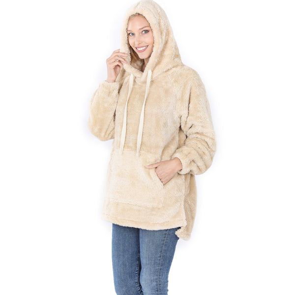 Luxe Faux Fur Hoodie with Kangaroo Pockets