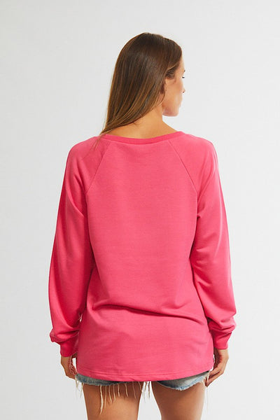 Faith Over Fear Long Sleeve in Fuchsia