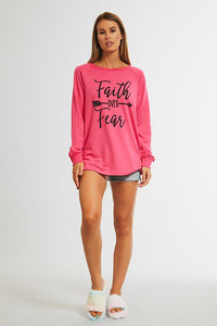 Faith Over Fear Long Sleeve in Fuchsia