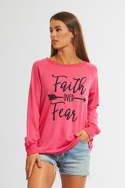 Faith Over Fear Long Sleeve in Fuchsia