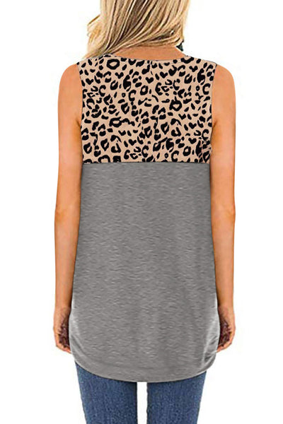 Leopard & Gray Hollow-Out Tank