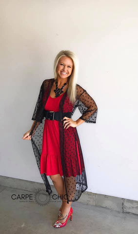 Mesh Duster in Black Dot