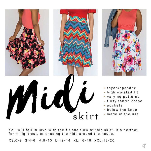 Midi Skirt for the Love Black & Blush