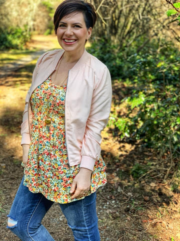 Muse Top in Ivory & Coral Floral