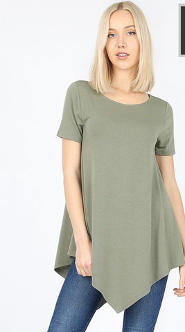 So Soft Triangle Tee in Light Olive