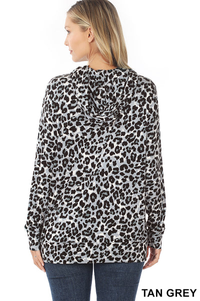 Leopard Print Hoodie with Kangaroo Pocket