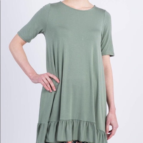 Ruffle Tunic in Dark Sage