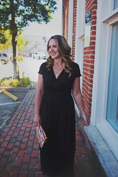 Crossover Maxi Dress in Solid Black