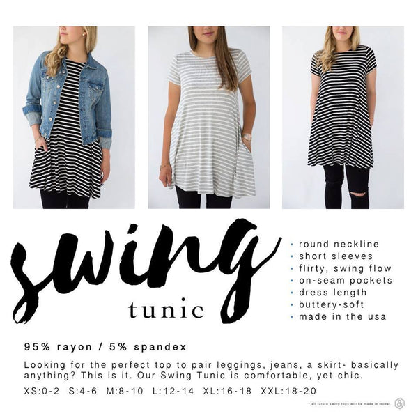 Swing Tunic in Navy Stripe - Baby Suede