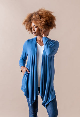 Waterfall Cardigan in Denim Blue