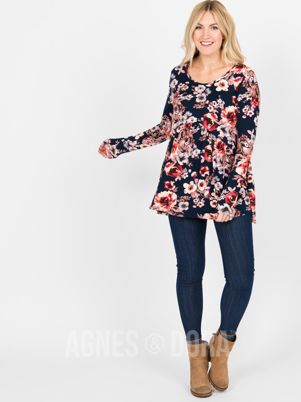 Muse Top Long Sleeve in Navy 9 Floral