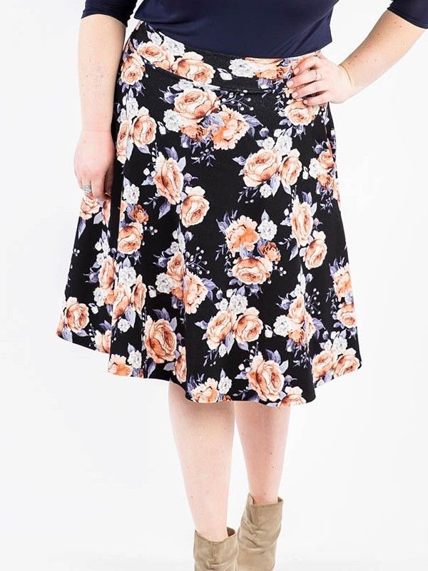 Midi Skirt for the Love Black & Blush