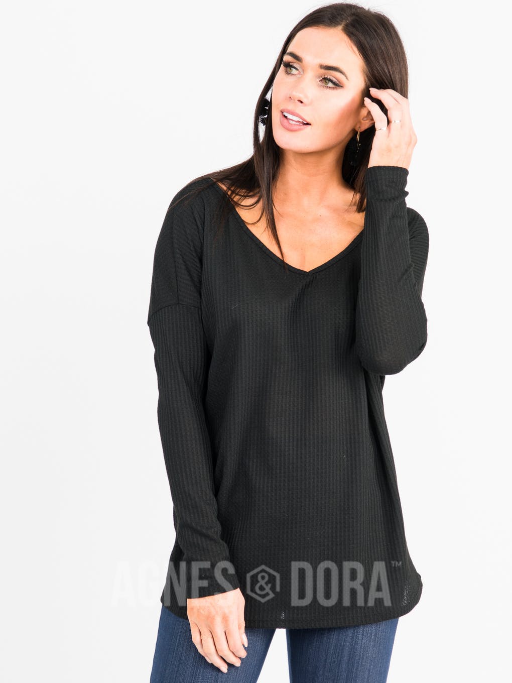 Urban Pullover in Black - Double V-Neck