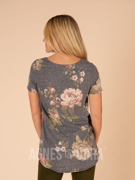 Everyday Tee in Charcoal Floral