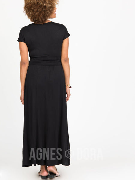 Crossover Maxi Dress in Solid Black