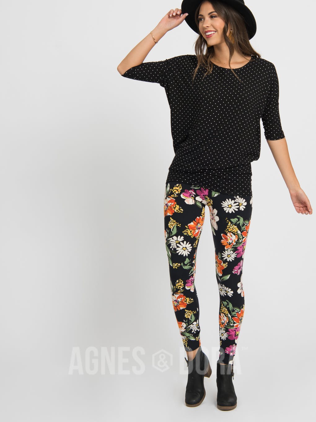 Leggings in Organic Girl - Black Floral