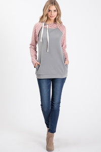 So Soft Twin Hoodie in Heather Grey & Rose