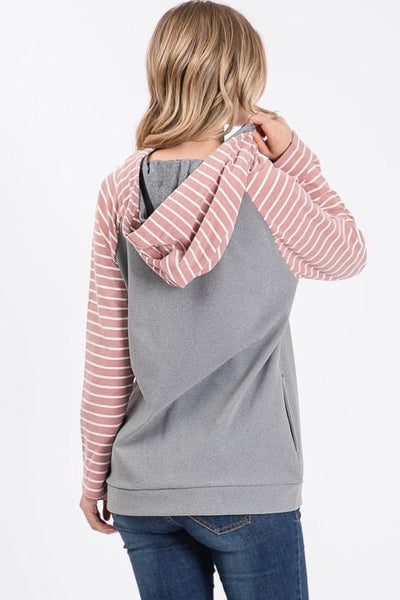 So Soft Twin Hoodie in Heather Grey & Rose