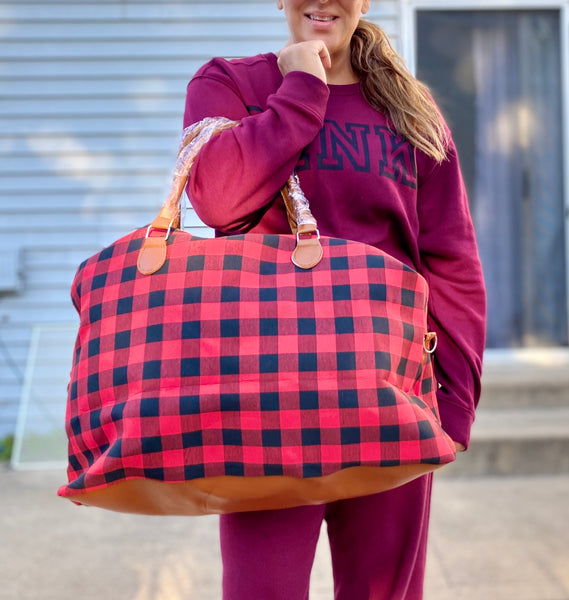 Weekender Bag in Red Buffalo Plaid